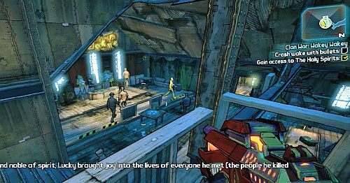 Odpowiednio upojony ponownie skorzystaj z Fast Travel, by przenieść się do The Highlands Overlook - Clan War - Wakey Wakey | Misje poboczne - The Dust | Borderlands 2 - Borderlands 2 - poradnik do gry