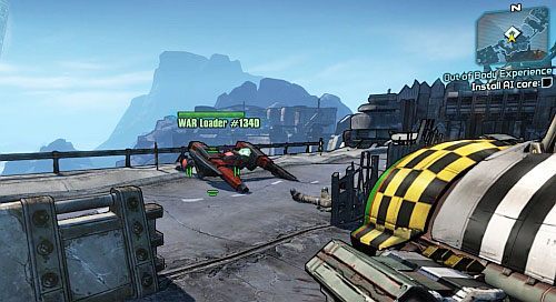 Przejdź do następnego Robota, pokazanego na obrazku i ponownie zainstaluj AI Core, następnie zniszcz go i podnieś AI Core - Misje poboczne - Out of Body Experience | Borderlands 2 - Borderlands 2 - poradnik do gry