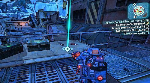 W obozie odnajdziesz też Crumpets, których odzyskanie przyniesie dodatkowe punkty doświadczenia - You Are Cordially Invited: Party Prep | Misje poboczne - Tundra Express - Borderlands 2 - poradnik do gry