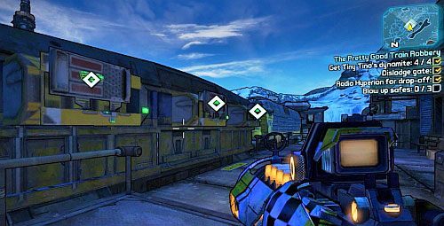 Teraz udaj się na peron, gdzie Użyj radia, by ściągnąć pociąg - The Pretty Good Train Robbery | Misje poboczne - Tundra Express | Borderlands 2 - Borderlands 2 - poradnik do gry