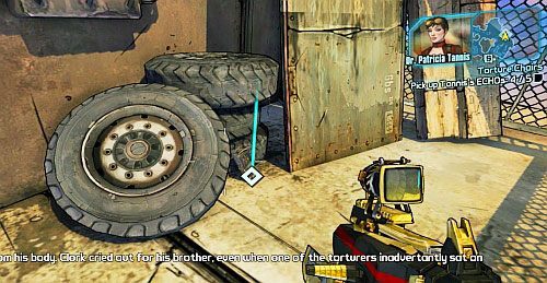Ostatnie nagranie, znajdziesz w pobliżu wejścia do warsztatu Scootera [6] - Torture Chairs | Misje poboczne - Sanctuary 2 | Borderlands 2 - Borderlands 2 - poradnik do gry