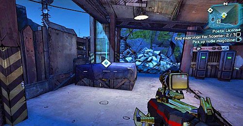 Aby otrzymać dodatkowe punkty doświadczenia, podnieś magazyn (Nudie Magazine) [4], pokazany na obrazku - Poetic License | Misje poboczne - Sanctuary 2 | Borderlands 2 - Borderlands 2 - poradnik do gry