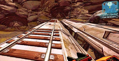 Na słupie odnajdziesz Old ECHO [1], którego podniesienie rozpocznie zadanie poboczne - Misje poboczne - Minecart Mischief | Borderlands 2 - Borderlands 2 - poradnik do gry