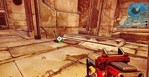 Pchaj wagonik, otwierając zamknięte bramy, aż dotrzesz do magazynu [4] - Misje poboczne - Minecart Mischief | Borderlands 2 - Borderlands 2 - poradnik do gry
