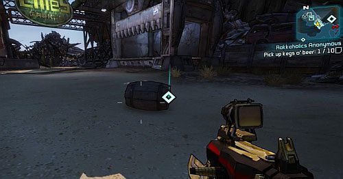 Po oddaniu celnej serii, z dachu spadnie Kegs obeer - Rakkaholics Anonymous | Misje poboczne - Sanctuary 3 | Borderlands 2 - Borderlands 2 - poradnik do gry