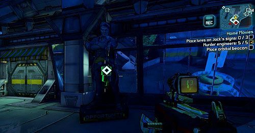 Umieść Lures na trzech kartonowych podobiznach Jacka, pokazanych na obrazku - Home Movies | Misje poboczne - Sanctuary 3 | Borderlands 2 - Borderlands 2 - poradnik do gry