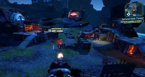 Po rozstawieniu ostatniego Beacon, szybko wejdź na dach budynku, gdzie zainstalowane jest działko [3] - Misje poboczne - Defend Slab Tower | Borderlands 2 - Borderlands 2 - poradnik do gry