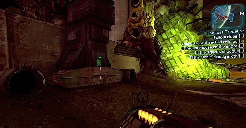 Drugi przełącznik znajdziesz na brzegu, po prawej stronie pomieszczenia, pełnego gniazd Varkidów [5] - The Lost Treasure | Misje poboczne - Sawtooth Cauldron | Borderlands 2 - Borderlands 2 - poradnik do gry