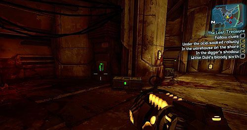 Ostatni przełącznik znajdziesz w budynku, oznaczonego numerem [7] - The Lost Treasure | Misje poboczne - Sawtooth Cauldron | Borderlands 2 - Borderlands 2 - poradnik do gry