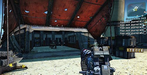 Journal nr 4 [6], odnajdziesz w środku garażu, z którego wyjdzie kilka Robotów oraz Żołnierzy Hyperionu - Get to Know Jack | Misje poboczne - Arid Nexus Badlands | Borderlands 2 - Borderlands 2 - poradnik do gry