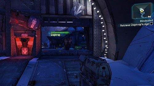 Kiedy podniesiesz broń zaczekaj, aż Claptrap otworzy dla Ciebie kolejne drzwi w południowej części jaskini - My First Gun/Blindsided | Zadania główne w Borderlands 2 - Borderlands 2 - poradnik do gry