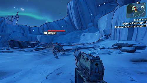 Podążaj za Claptramem, otwierając skrzynie oraz rozbijając lód, który napotkasz na swojej drodze - My First Gun/Blindsided | Zadania główne w Borderlands 2 - Borderlands 2 - poradnik do gry