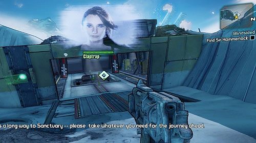 Teraz podążaj za Claptrapem w górę, gdzie zablokowane drzwi, zostaną otworzone - My First Gun/Blindsided | Zadania główne w Borderlands 2 - Borderlands 2 - poradnik do gry