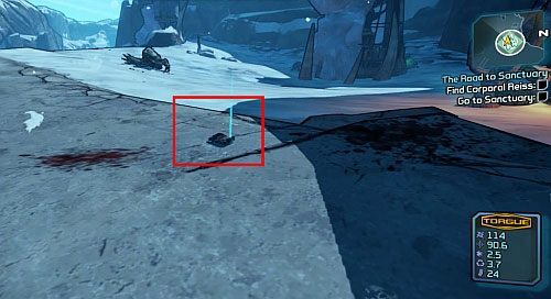 Wsiądź do pojazdu (jeżeli poprzedni został zniszczony, na prawo od bramy jest Catch-a-Ride) i ruszaj na południowy zachód [6] - The Road to the Sanctuary | Zadania główne w Borderlands 2 - Borderlands 2 - poradnik do gry