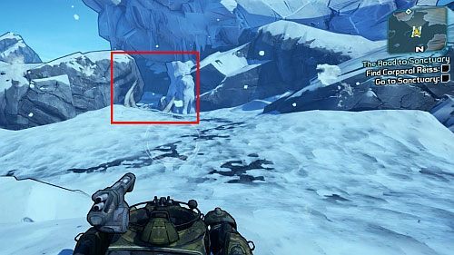 Od miejsca, gdzie znalazłeś ECHO Recorder, udaj się krótki dystans na południowy zachód [7] - The Road to the Sanctuary | Zadania główne w Borderlands 2 - Borderlands 2 - poradnik do gry