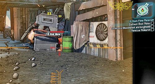 Z przodu Bad Maw, chroni się tarczą, należy więc podejść go od tyłu - A Dam Fine Rescue | Zadania główne w Borderlands 2 - Borderlands 2 - poradnik do gry