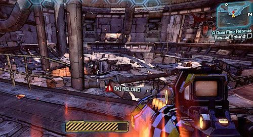 Kiedy zaczniesz wchodzić na wyższy poziom tego pomieszczenia, do walki przyłączy się Mad Mike - A Dam Fine Rescue | Zadania główne w Borderlands 2 - Borderlands 2 - poradnik do gry