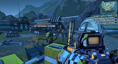 Do walki sporadycznie będą przyłączać się Roboty, które pozostawione w spokoju, będą atakować bossa - Bright Lights, Flying City | Zadania główne w Borderlands 2 - Borderlands 2 - poradnik do gry