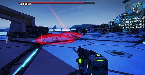 Po zniszczeniu wszystkich Auto Cannon, rozpocznie się walka z BNK3R - Where Angels Fear to Tread part 1, 2 | Zadania główne w Borderlands 2 - Borderlands 2 - poradnik do gry