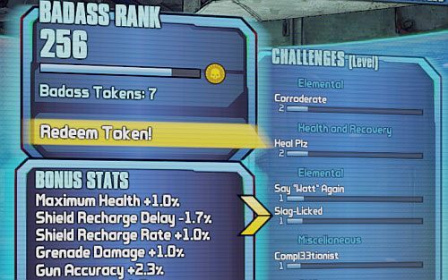 Za wykonywanie poszczególnych wyzwań, rośnie twój poziom rangi Badass - Wyzwania - Badass Rank | Porady ogólne do Borderlands 2 - Borderlands 2 - poradnik do gry