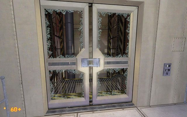 Znajdziesz się przy zamkniętych, szklanych, drzwiach z powybijanymi szybami - Unforeseen Consequences - W drodze po łom | Unforeseen Consequences - Black Mesa - poradnik do gry