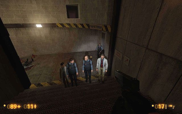 Nim udasz się na schody przejdź przez drzwi na tym piętrze - dostaniesz się do kawiarni, która wcześniej opuściłeś - Office Complex - Kompletując drużynę | Office Complex | Black Mesa - Black Mesa - poradnik do gry