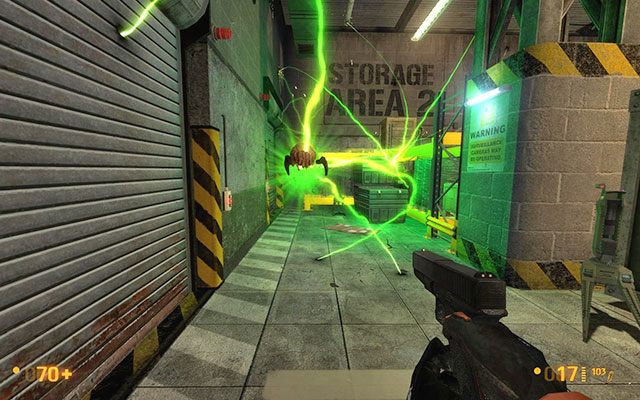 Wskocz na skrzynie przechodząc na drugą stronę pomieszczenia - Weve Got Hostiles - Laserowy szoł | Weve Got Hostiles | Black Mesa - Black Mesa - poradnik do gry