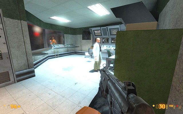 Po dość krótkiej wędrówce dotrzesz do pomieszczenia ochrony, tego samego, w którym wcześniej zamordowany został strażnik - Weve Got Hostiles - Odrobina słońca | Weve Got Hostiles | Black Mesa - Black Mesa - poradnik do gry