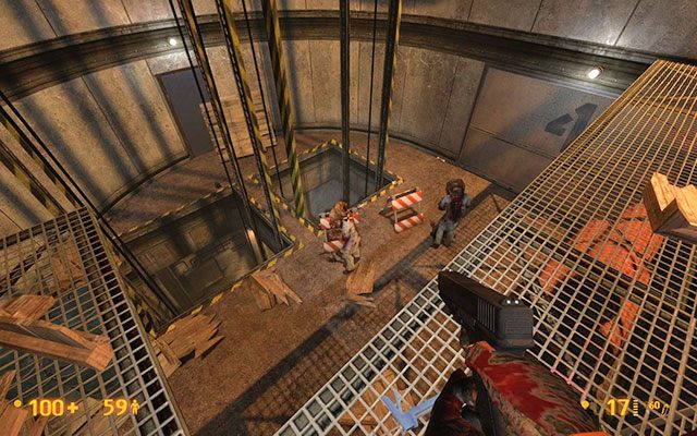 Idź przed siebie, uważając na dziurę w podłodze - Blast Pit - Walka z wiatrakami | Blast Pit | Black Mesa - Black Mesa - poradnik do gry