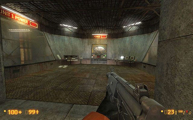 Na końcu korytarza, w którym aktualnie się znajdujesz, ujrzysz panel kontrolny generatora - Power Up - Generując prąd | Power Up | Black Mesa - Black Mesa - poradnik do gry