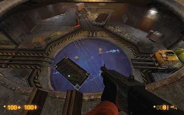 Jedynym korytarzem udaj się do wyjścia, po przejściu przez główną bramę skręć w lewo i przejdź przez otwartą już bramę - On a Rail - 3... 2... 1... Start! | On a Rail | Black Mesa - Black Mesa - poradnik do gry