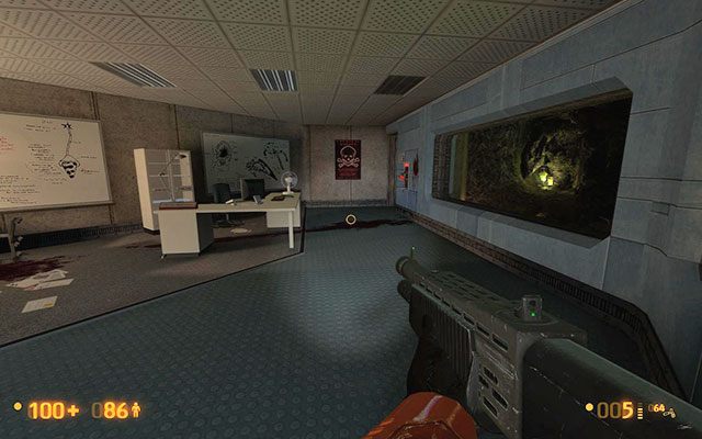 Idź cały czas korytarzem, powinieneś minąć po lewej schody prowadzące na wyższy poziom - Questionable Ethics - Eksperymentując | Questionable Ethics | Black Mesa - Black Mesa - poradnik do gry