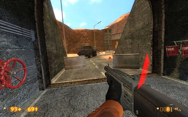 Udaj się nim do samego końca, aż natrafisz na drabinie, po której możesz wyjść wyżej - Surface Tension - Między minami | Surface Tension | Black Mesa - Black Mesa - poradnik do gry