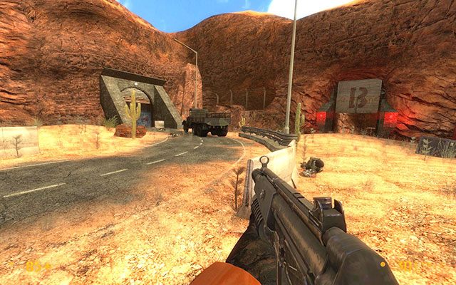 Po oczyszczeniu terenu udaj się do niewielkiego pomieszczenia, w którym znajdziesz przycisk - Surface Tension - Między minami | Surface Tension | Black Mesa - Black Mesa - poradnik do gry