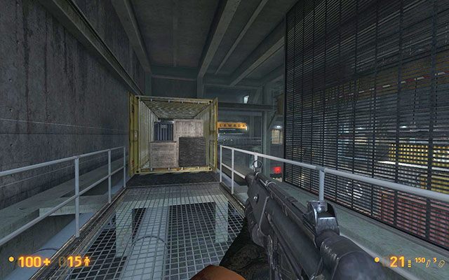 Zlokalizuj jedyny otwarty garaż ze skrzyniami w środku oraz schodami na wyższy poziom - Lambda Core - W drodze po miotacz | Lambda Core | Black Mesa - Black Mesa - poradnik do gry