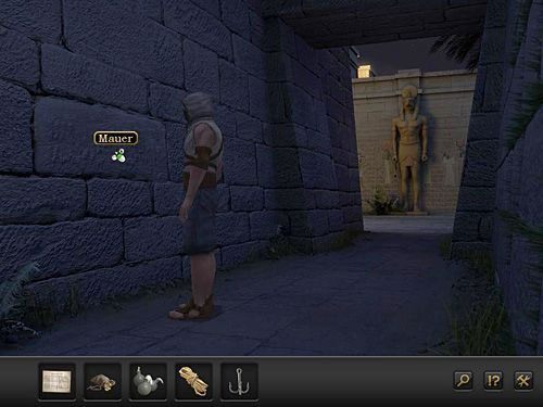 Kliknij mur po lewej, a pojawi się zbliżenie na ścianę, którą musi pokonać Menis-Ra - Dostań się do Biblioteki Aleksandryjskiej | Prolog - Aleksandria, Egipt - Secret Files 3: The Archimedes Code - poradnik do gry