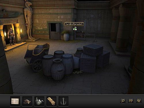 Weź wiszącą przy oknie stajni skórzaną torbę na obrok - Wykiwaj strażnika | Prolog - Aleksandria, Egipt | Secret Files 3 - Secret Files 3: The Archimedes Code - poradnik do gry