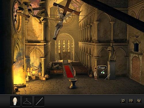 Gwoździem wyskrob kruchą zaprawę ze szczeliny w ścianie pod arkadą, na lewo od statui - Wdrap się na statuę | Rozdział 1 - Berlin, Niemcy | Secret Files 3 - Secret Files 3: The Archimedes Code - poradnik do gry