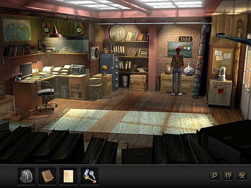 Zwróć zatem uwagę na wiszący na ścianie (na wprost) obraz, przedstawiający wybuch wulkanu na tle wzburzonego sztormem morza - Otwórz sejf | Rozdział 1 - Berlin, Niemcy | Secret Files 3 - Secret Files 3: The Archimedes Code - poradnik do gry