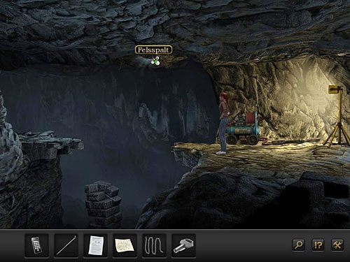 Zwróć uwagę na szczelinę w skale u góry oraz ciśnieniowe urządzenie czyszczące, używane przez archeologów - mógłbyś wykorzystać je do zaznaczenia na zewnątrz miejsca, w którym znajduje się Nina - Przedostań się do Emre | Rozdział 2 - Göbekli Tepe, Turcja | Secret Files 3 - Secret Files 3: The Archimedes Code - poradnik do gry