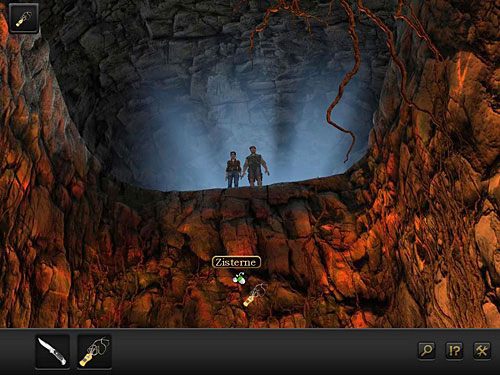 Wiszący na długich korzeniach licznik opuść nad zbiornik - Otwórz tajemnicze wrota; Dokonaj pomiaru | Rozdział 2 - Göbekli Tepe, Turcja - Secret Files 3: The Archimedes Code - poradnik do gry