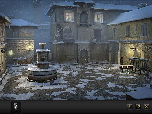 Tam podejdź do stojącego po prawej wozu drabiniastego i wyciągnij blokujący jego koło drewniany klin - Zdobądź miecz; Dostań się na komisariat | Rozdział 3 - Florencja, Italia - Secret Files 3: The Archimedes Code - poradnik do gry