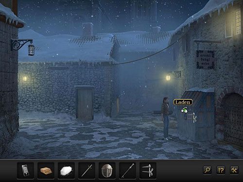 Wyjdź na zewnątrz (kursor w dole ekranu) i rzeczoną rozpórką otwórz wieko zamkniętego kramu po prawej - Unieszkodliw strażników; Dostań się do celi | Rozdział 3 - Florencja, Italia - Secret Files 3: The Archimedes Code - poradnik do gry