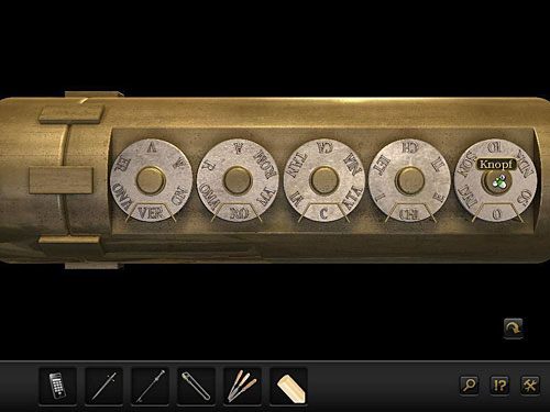 Ustaw je zatem na cylindrze, klikając guziki pośrodku każdej z tarcz, tak aby w zaznaczonych na dole miejscach znalazły się właściwe sylaby lub litery - Otwórz cylinder | Rozdział 3 - Florencja, Italia | Secret Files 3 - Secret Files 3: The Archimedes Code - poradnik do gry