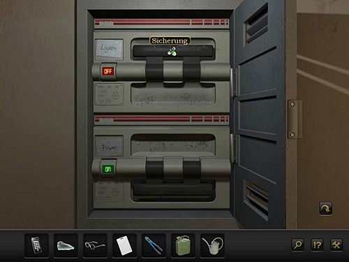 Prztyknij górny odpowiadający za światło, niestety - wówczas dolny (odpowiadający za moc) automatycznie się wyłączy - Rozwiąż problem oświetlenia w archiwum | Rozdział 4 - San Francisco, USA - Secret Files 3: The Archimedes Code - poradnik do gry