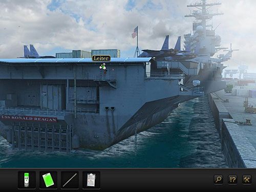 Zatem po kolejnej drabince wdrap się na pokład lotniskowca - Dostań się do kontenera z białym oznaczeniem | Rozdział 6 - Lotniskowiec, Hiszpania - Secret Files 3: The Archimedes Code - poradnik do gry