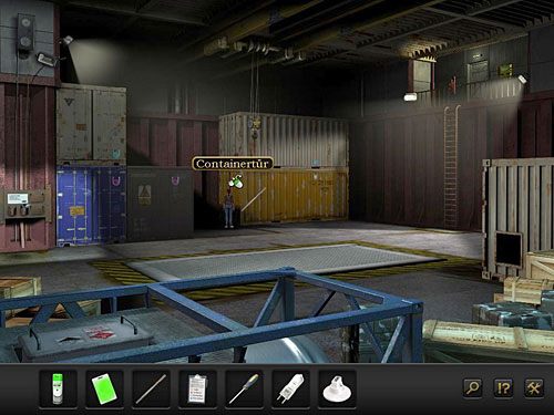 Kiedy ładunek zostanie zabrany, spróbuj wejść do kontenera z białym oznaczeniem drzwiami po lewej - Dostań się do kontenera z białym oznaczeniem | Rozdział 6 - Lotniskowiec, Hiszpania - Secret Files 3: The Archimedes Code - poradnik do gry