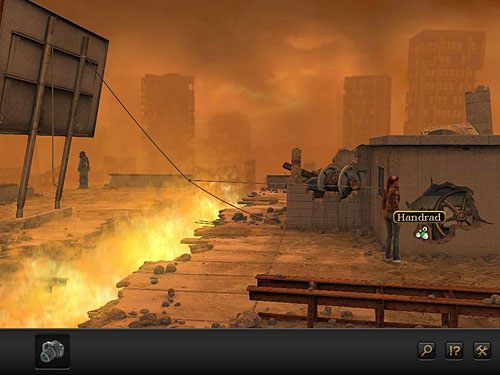 Teraz zakręć pokrętłem od mechanizmu windy - Ninie uda się opuścić metalowy bilbord, by dotrzeć po nim do Strażnika - Dotrzyj do Strażnika | Rozdział 7 - CERN, Szwajcaria | Secret Files 3 - Secret Files 3: The Archimedes Code - poradnik do gry