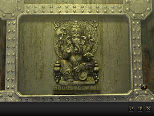 Na kolejnej kolumnie znajdują się indyjskie ornamenty - Otwórz kamienne drzwi | Rozdział 8 - Santoryn, Grecja | Secret Files 3 - Secret Files 3: The Archimedes Code - poradnik do gry