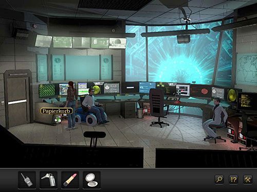 Do dalszych czynności potrzebujesz czegoś, co znajdziesz w koszu na śmieci w pomieszczeniu kontrolnym - Unieszkodliw barierę laserową | Rozdział 9 - CERN, Szwajcaria | Secret Files 3 - Secret Files 3: The Archimedes Code - poradnik do gry